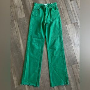 Zara Solid Color Full Length Wide Leg Jeans